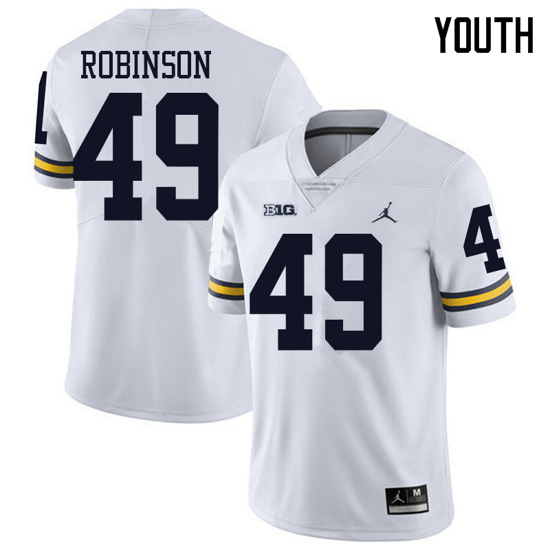 Jordan Brand Youth #49 Andrew Robinson Michigan Wolverines College Football Jerseys Sale-White - Click Image to Close